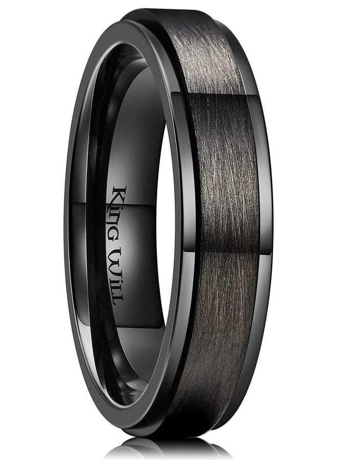 King Will 316L Stainless Steel Spinner Weding Ring for Men Women-8mm Black Stress Relief Fidget Ring Brushed Finished Spinner Wedding Band Comfort Fit Size 13 - Image 1